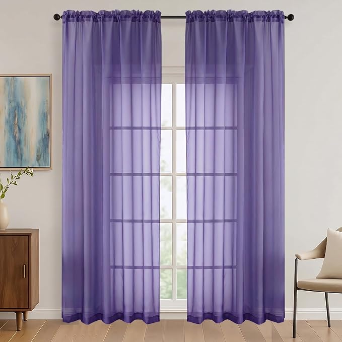 Purple Bedroom Curtains 2 Panel Sets 90 Inch Length, 59 Inch Extra Wide Light by OVZME