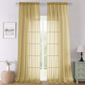 Gold Sheer Curtains 120 Inches Long 2 Panels Set, Rod Pockets Light Filtering by Lecloud