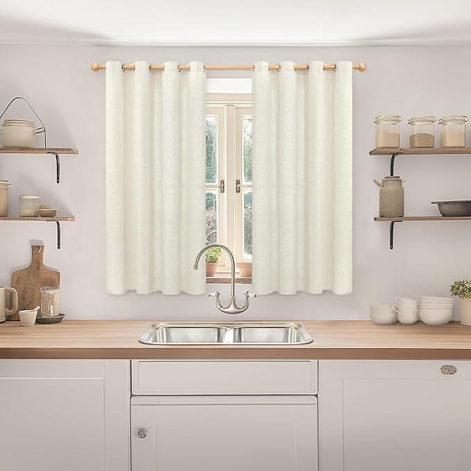 YoungsTex Linen Curtains 54 Inch Length 2 Panels - Image 2