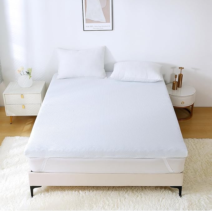 MUXHOMO 3 Inch 7-Zone Queen Mattress Topper, Egg Crate Foam Mattress Topper Queen Size for Back Pain, Lavender Cooling Gel Infused Bed Pad, CertiPUR-US and Oeko-TEX Certification (60"×80")