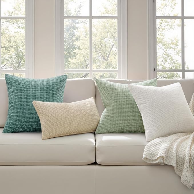 MIULEE Decorative Couch Throw Pillow Covers 20x20 Inch Light Green 2 Pack | - Image 3
