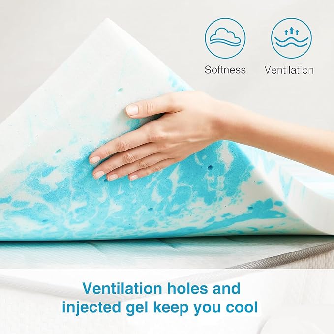 Mattress Topper, King Size Cooling Memory Foam Bed Toppers, 2 Inch Soft Mattress Pads for Sleeper Sofa, RV, Camper, CertiPUR-US Certified