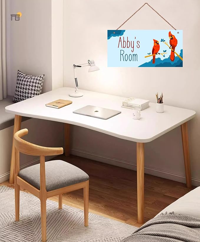 Personalized Sign Red Parrot Sign Birds Wall Art Décor For Kids Room Custom Name Door Decor, Floral Nursery Art Plate For Girls Room Boys Bedroom Garden