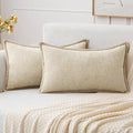 MIULEE Decorative Lumbar Throw Pillow Covers 12x20 Inch Beige 2 Pack | Neutral by MIULEE