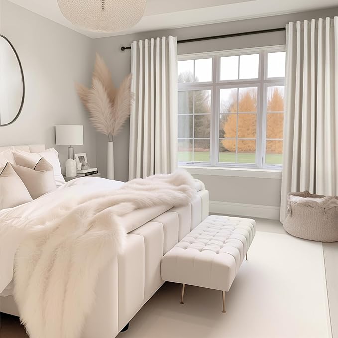 Topfinel 102 Inches Long Custom Blackout Linen Curtains, Soundproofing Pinch - Image 7