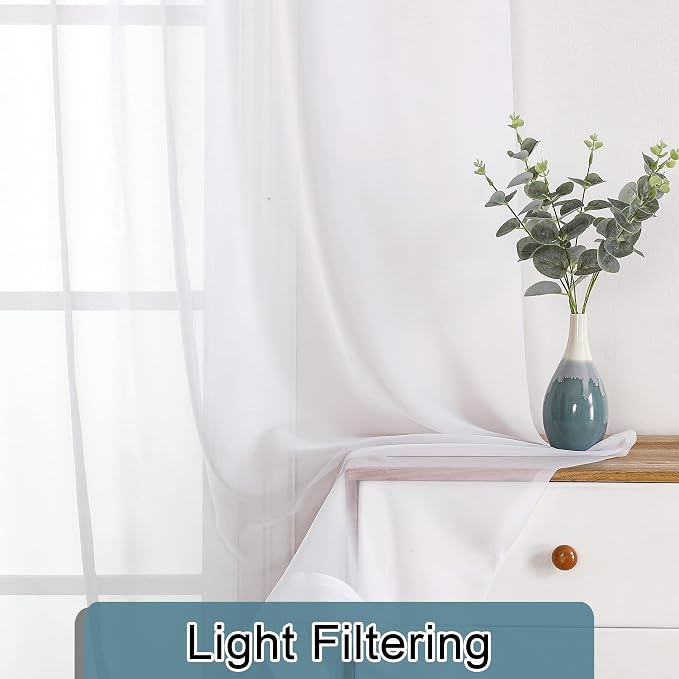 Sheer Curtain Panels Set 96" Inches Long, Solid Voile Light Filtering Airy - Image 7