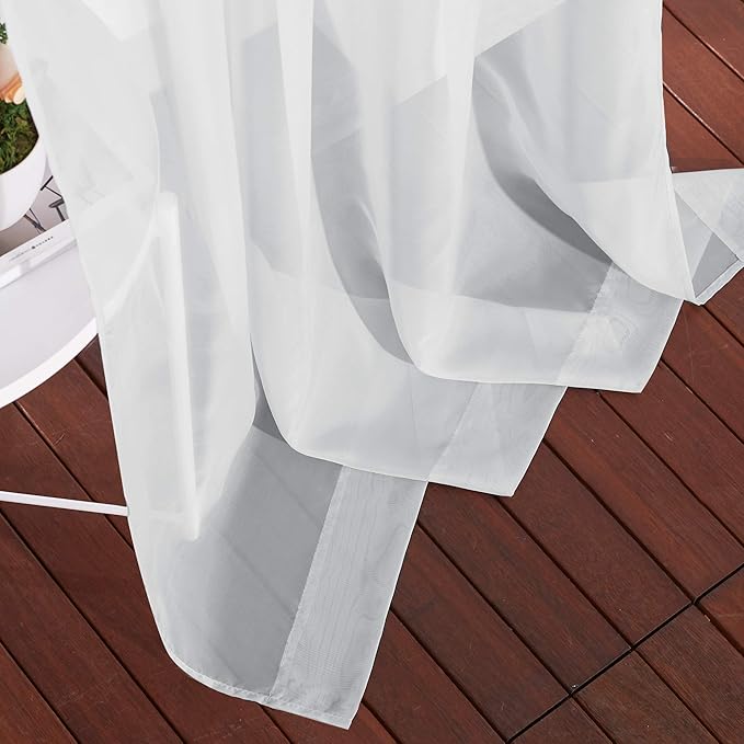 NICETOWN Sheer Curtains 84 Inches Long - Ring Top Solid Voile Window Draperies Elegant Panels for Guste Room (Light Gray, 2 Panels, W54 x L84 Inches)