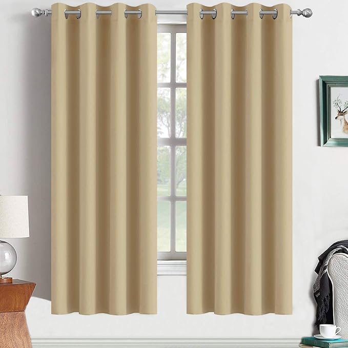 Yakamok Room Darkening Curtains 52x63 inch Length Beige-Living Room | 2 panels by Yakamok