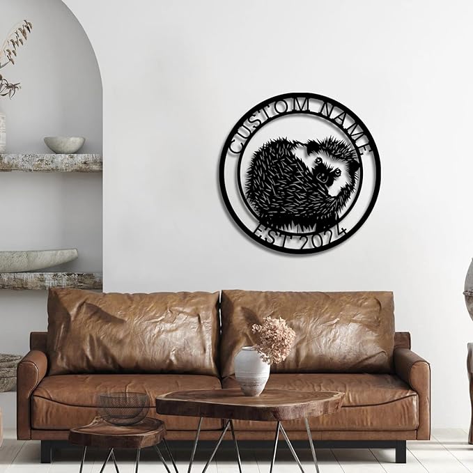 Custom Hedgehog Metal Sign, Personalized Hedgehog Metal Wall Art,Hedgehog Lovers Gift Metal Kid Room Decor,Personalized Hedgehog Lover Name Sign,Kid Nursery Decoration (Style C)
