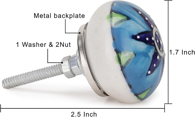 Cabinet Multicolor Assorted Ceramic Drawer Pull Handle Kitchen Cupboard Wardrobe Knob Boho Room Decorative Furniture Hardware Dresser Drawers Knobs-Pack of 20