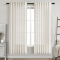 Cream White Linen Curtains 70 Inch Length 2 Panels Set by Nanspring
