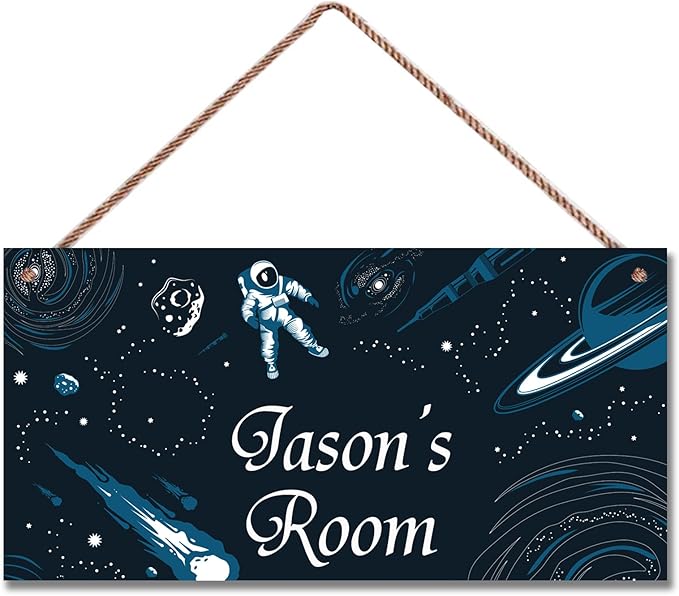 Personalized Space Decor for Boys Room Outer Space Theme Room Decor for Boys,Astronaut Wall Art Decor for Kids Room Boys Bedroom Comet Nursery Playroom