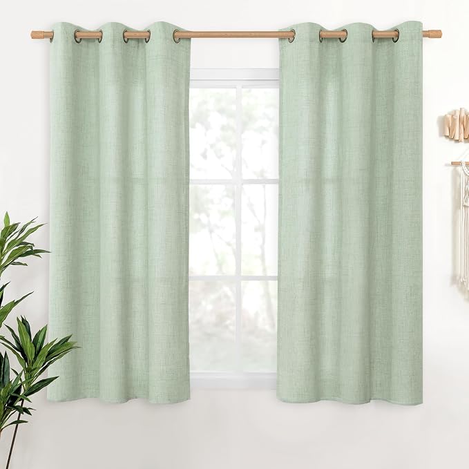 YoungsTex Sage Green Linen Curtains 48 Inch Length by YoungsTex