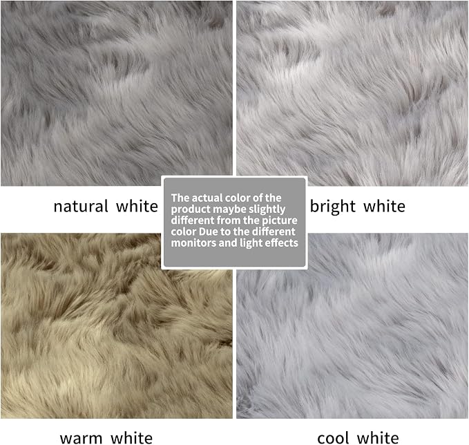 SERISSA 3x3 Fluffy Grey Round Faux Fur Area Rug - Image 6