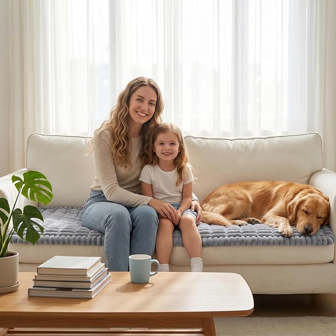 Fixwal Waterproof Flannel Dog Couch Cover, 27.6" x 94.5", Light Gray | - Image 9