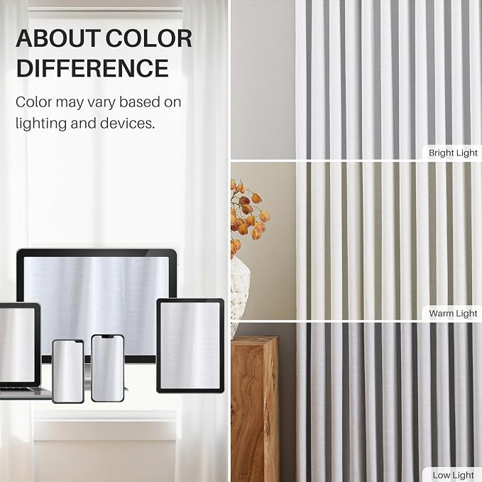 Pinch Pleated Linen White Blackout Curtains 84 Inches Long - Image 8