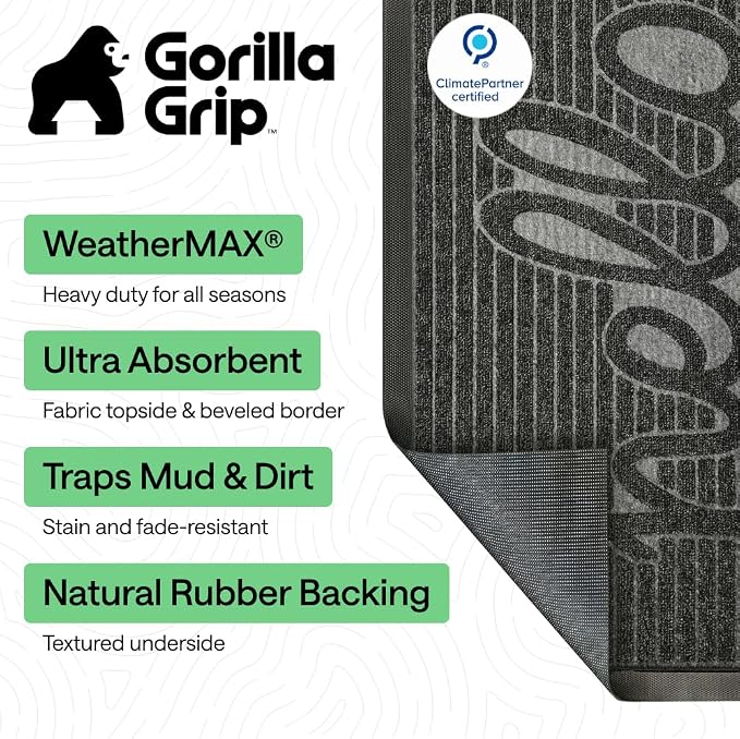 GORILLA GRIP 100% Waterproof All-Season WeatherMAX Doormat, US Designed Natural - Image 3