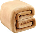 Polar Fleece Throw Blankets Travel Size for The Bed Extra Soft Brush Fabric Super Warm Sofa Throw Blanket 50" x 61"(Camel Travel)