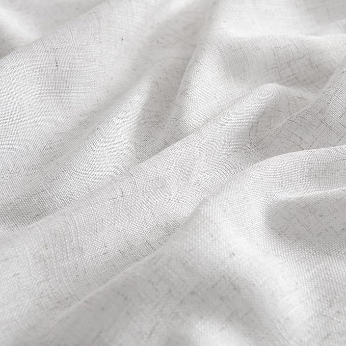 MIULEE Bleached Linen Kitchen Curtain 30 Inches Length 2 Panels Farmhouse | - Image 6