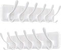 SKOLOO Coat Rack Wall Mount - Scandi-Style Wooden Carved-Block Coat Hook,Pack of 2, Wall Coat Hanger with 6 Hooks for Hanging Coats, Hats, Clothing, Scarfs, White