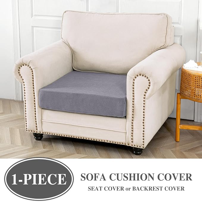 LA MEACK Couch Cushion Cover Seat Cushion Cover Stretch Armchair Cover Separate - Image 2