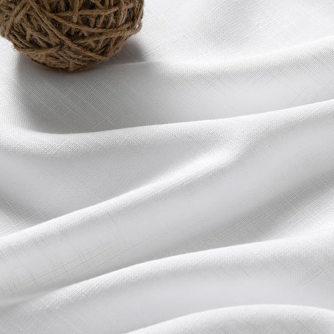 White Semi Sheer Linen Curtains 75 Inch Length - Image 5