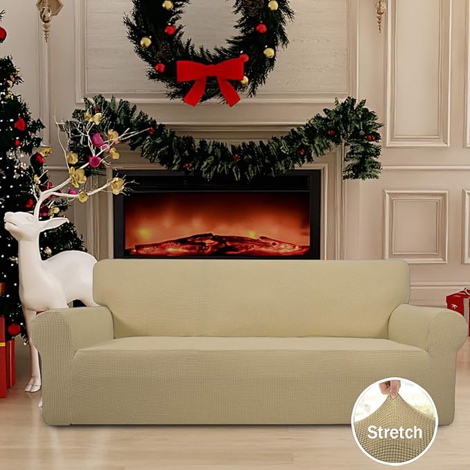 Easy-Going Stretch Oversized Sofa Couch Slipcover Washable Beige | 1-Piece - Image 2