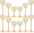 12pcs Bulk Crystal Candle Holder Set, 3 Sizes Tealight Candlestick Holders, Elegant Gold Candelabra for Wedding Table Centerpiece, Fireplace, Home & Living Room Decor