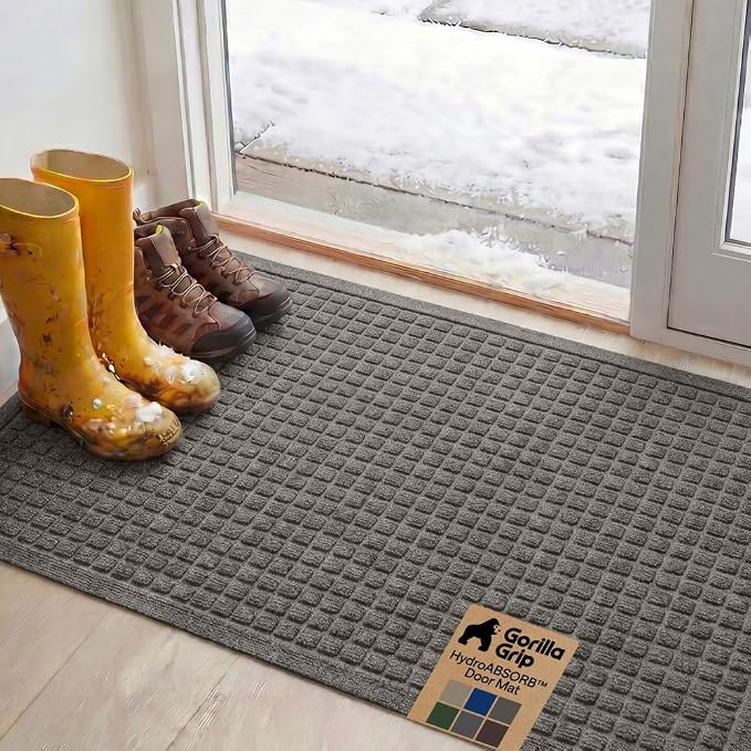 GORILLA GRIP® Ultra Absorbent Front Door Mat Outside Entrance 47x35, Traps Dirt by Unknown