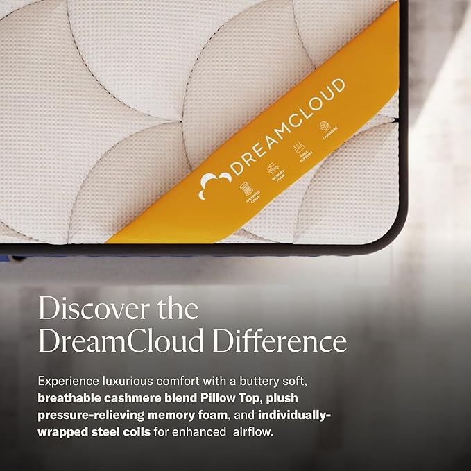 DreamCloud Premier Rest 14" Queen Mattress - Luxury Hybrid Memory Foam - 365 Night Trial - Premium Pressure-Relieving Layers - Forever Warranty - Mattress in a Box - CertiPUR-US Certified