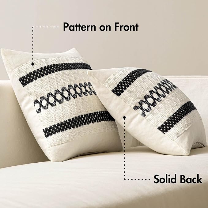 MIULEE Set of 2 Black Boho Decorative Pillow Covers 20x20 Inch | Farmhouse - Image 6