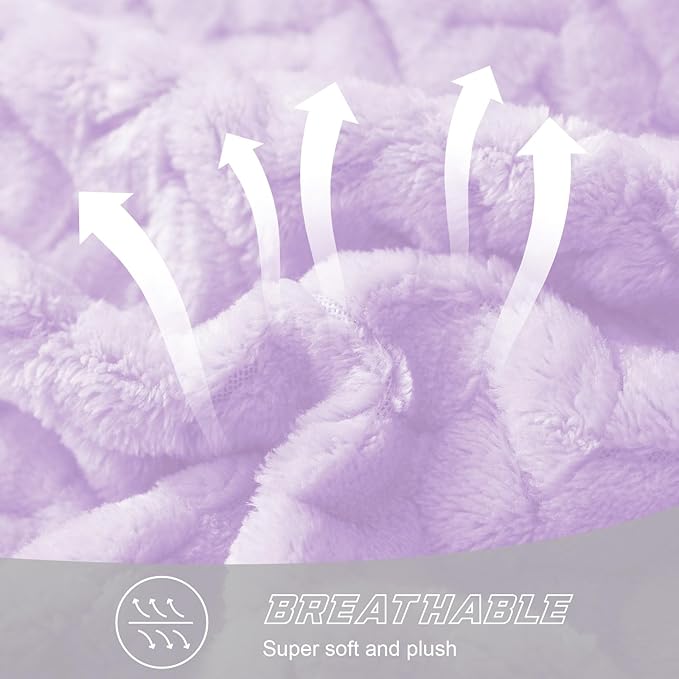 Exclusivo Mezcla Fleece Throw Blanket for Couch, 50x70 Inches Soft Cozy Jacquard Flannel Blankets, Lightweight Fuzzy Plush Warm Throws for Winter, Lilac Purple