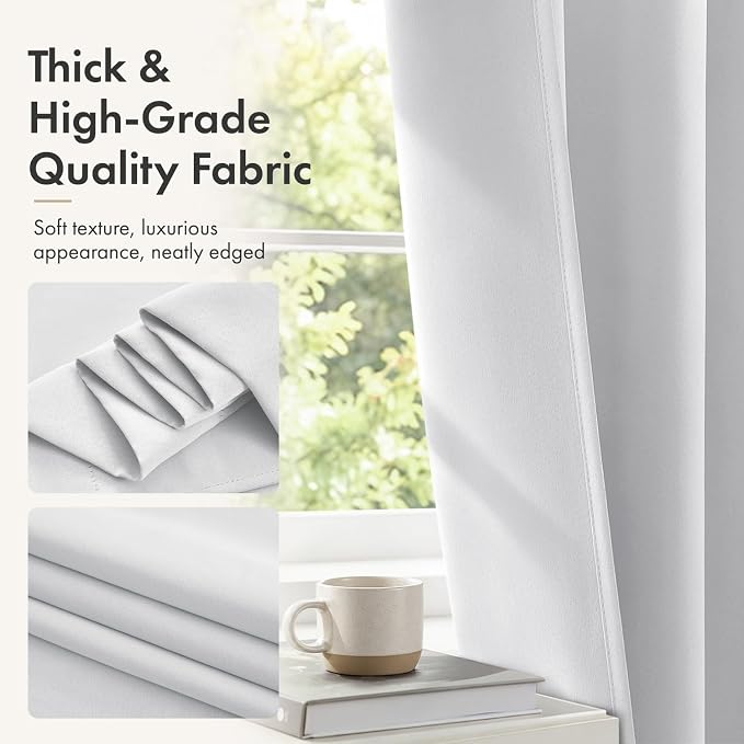 MIULEE 4 Panel Set Short Blackout Curtains 54 Inch Long Greyish White | Thermal - Image 6