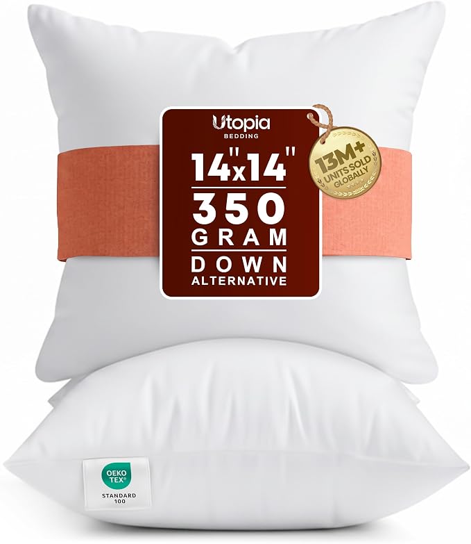 Utopia Bedding 14x14 Pillow Inserts, 2 Pack | Indoor cushion inserts by UTOPIABEDDING