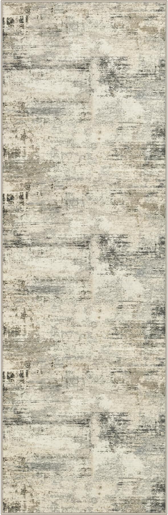 2x5 Washable Runner Rug：Modern Abstract Soft Carpet Ash Brown | by FXRHLP