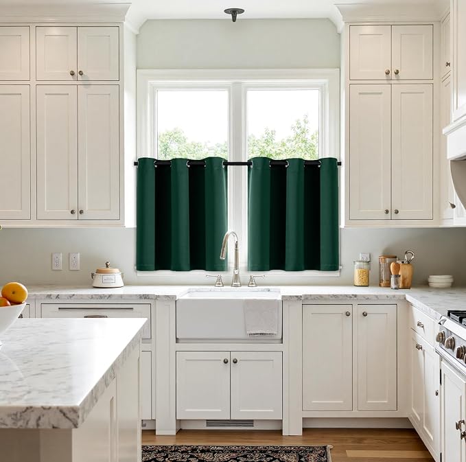 MIULEE Blackout Curtains for Bedroom 2 Panel 40 x 36 Inch Long Hunter Green | - Image 2