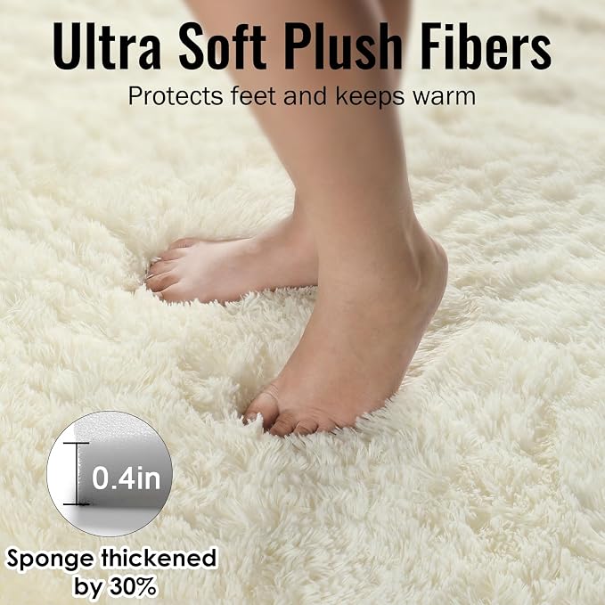 Ultra Soft Area Rugs for Living Room 6x9 Ft, Cream White Soft Fuzzy Shaggy Rugs - Image 6