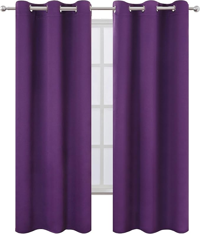 Blackout Curtains 42 x 84 Inch/Purple Curtains Set of 2 Panels/Room Darkening - Image 2