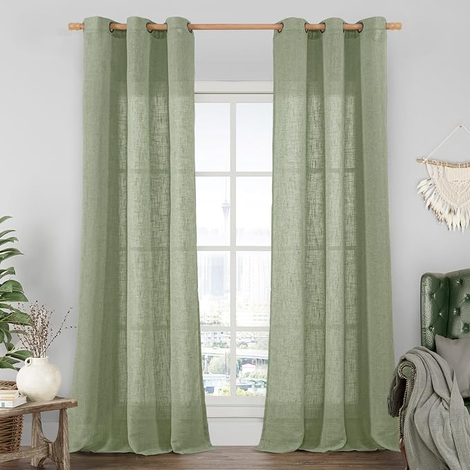 Sheer Linen Curtains 84 Inches Long by LAMIT