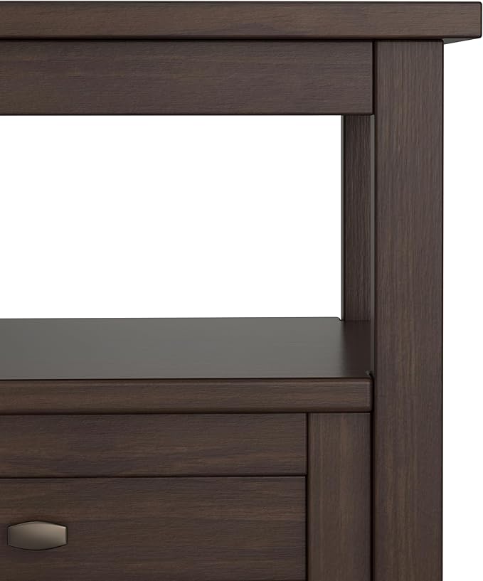SIMPLIHOME Warm Shaker SOLID WOOD 20 inch Wide Rectangle Transitional End Table in Warm Walnut Brown for the Living Room and Bedroom