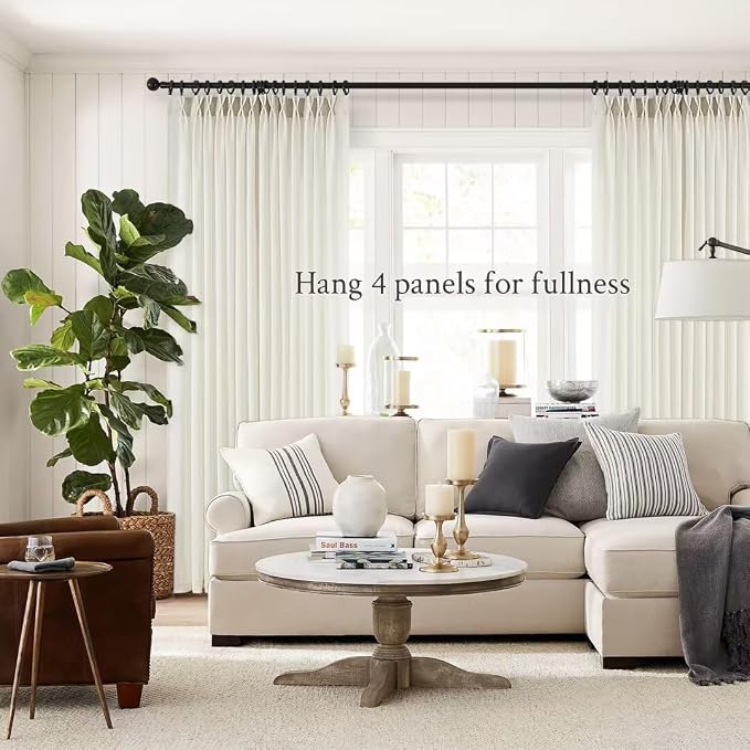 Topfinel 96 Inches Long Pinch Pleated Semi Sheer Curtains, Natural Linen - Image 6