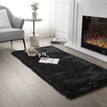 SERISSA 3x5 Fluffy Black Faux Fur Area Rug by SERISSAHomeDecorCollection