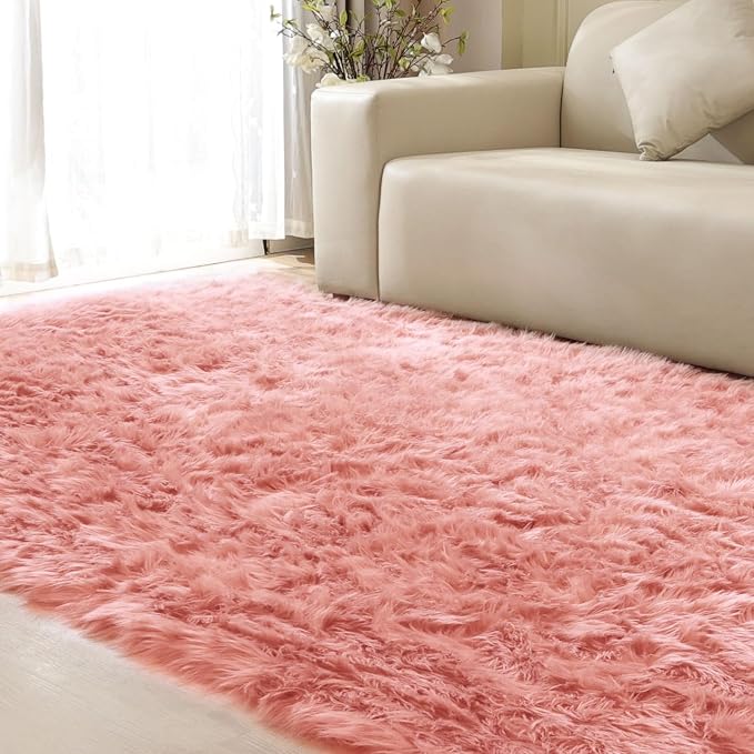 ORINOVA Pink Shag Washable 5x7 Area Rugs - Image 7