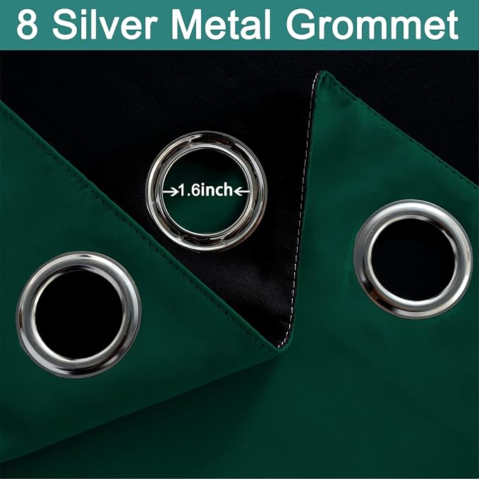 Yakamok Dark Green Blackout Patio Door Curtain Panels W100 x L84, 1 Panel | - Image 6