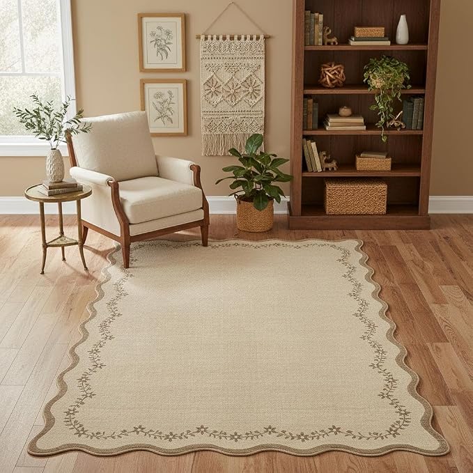 GarveeHome 6x9 Scalloped Area Rug Soft Washable Rug - Image 3
