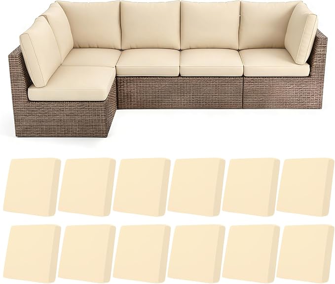 HEBE Outdoor Cushion Covers 12 Pcs, Stretch Patio Sofa Couch Cushion Cover | by HEBE