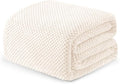 Exclusivo Mezcla Fleece Bed Blanket Queen Size, Super Soft and Warm Blankets for Couch, Sofa and Bed Waffle Textured, Cozy, Fuzzy and Lightweight (Ivory, 90x90 Inches)