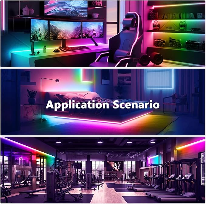 GUPUP 16.4 FT Smart RGB IC RGB LED Strip Lights for Bedroom, 5050 LED Lights for Room, DIY Multiple Colors on One Line, Color Changing Strip Lighting Music Sync, Halloween, Christmas