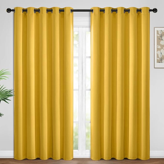 Yakamok Room Darkening Curtains 62x96 inch Long Mustard Yellow-Living Room | 2 by Yakamok