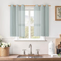 Greyish Blue Short Linen Curtains 40 Inches Long by LAMIT